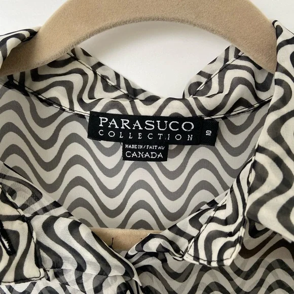 Parasuco Funky Black and White Striped Sheer Blouse - Picture 3 of 13